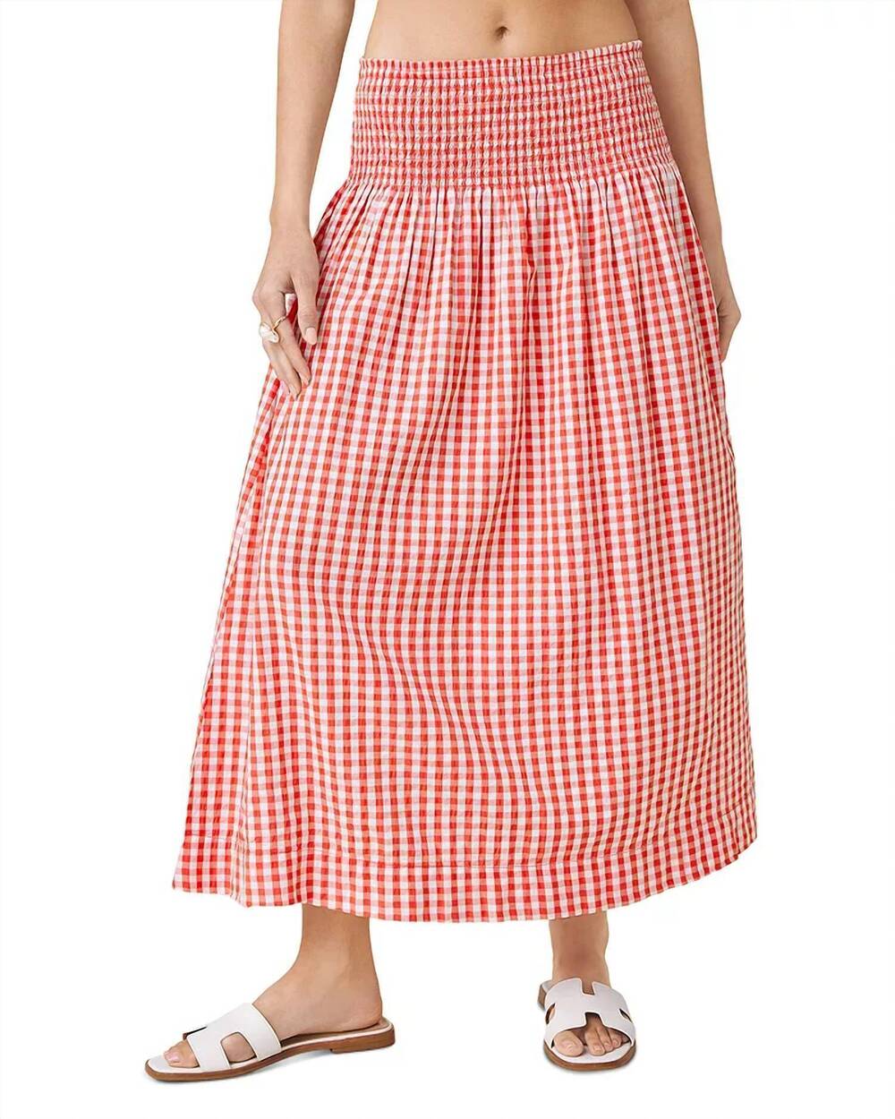 NEW SPLENDID gigi gingham midi skirt in fireworks